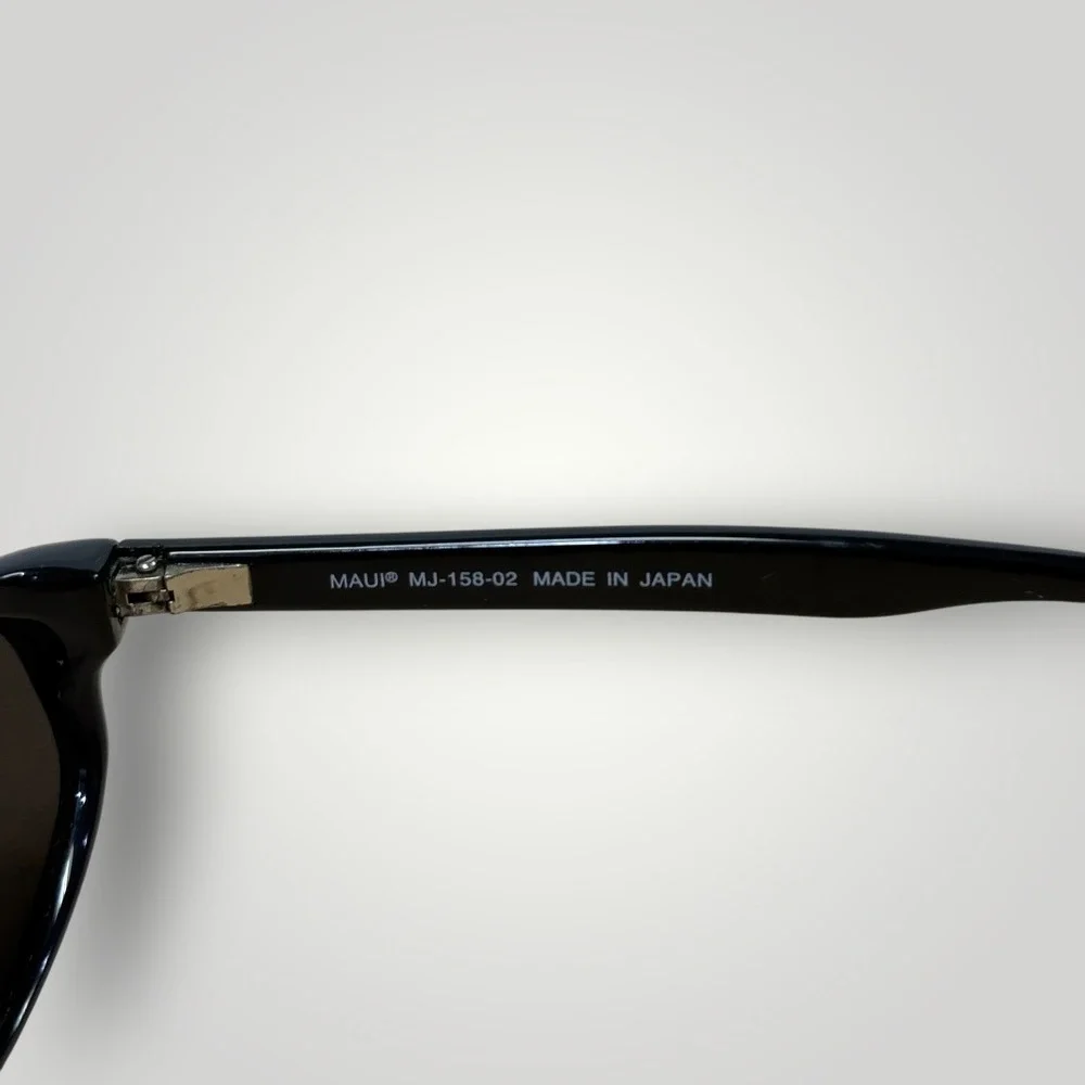 Maui Jim MJ-158-02 Black Oval Sunglasses Womens Made in Japan Vintage Style